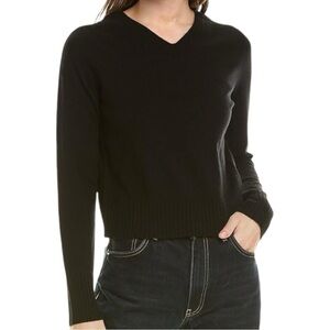 NWT Vince Women's Cropped V Neck Pullover Medium / Black